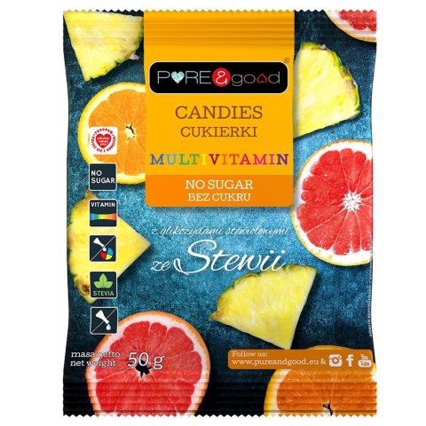 Cukierki multivitamina ze stewią 50g, Pure&Good Cukierki multivitamina ze stewią 50g, Pure&Good