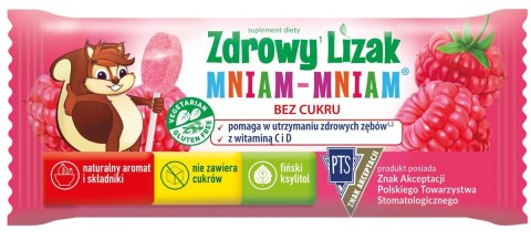 Zdrowy lizak Mniam-Mniam 6g smak malinowy Zdrowy lizak Mniam-Mniam 6g smak malinowy