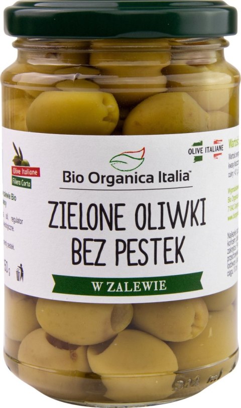 OLIWKI ZIELONE BEZ PESTEK W ZALEWIE BIO 280 g (150 g) (SŁOIK) - BIO ORGANICA ITALIA OLIWKI ZIELONE BEZ PESTEK W ZALEWIE BIO 280 g (150 g) (SŁOIK) - BIO ORGANICA ITALIA