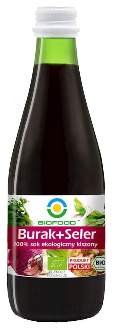 SOK Z BURAKÓW I SELERÓW KISZONYCH NFC BEZGLUTENOWY BIO 300 ml - BIOFOOD SOK Z BURAKÓW I SELERÓW KISZONYCH NFC BEZGLUTENOWY BIO 300 ml - BIOFOOD