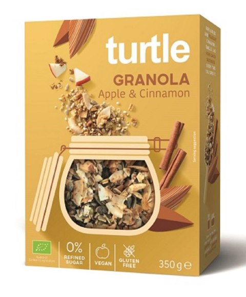 GRANOLA JABŁKO - CYNAMON BEZGLUTENOWA BIO 350 g - TURTLE GRANOLA JABŁKO - CYNAMON BEZGLUTENOWA BIO 350 g - TURTLE