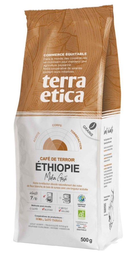 KAWA ZIARNISTA ARABICA 100 % MOKA GUJI ETIOPIA FAIR TRADE BIO 500 g - TERRA ETICA KAWA ZIARNISTA ARABICA 100 % MOKA GUJI ETIOPIA FAIR TRADE BIO 500 g - TERRA ETICA