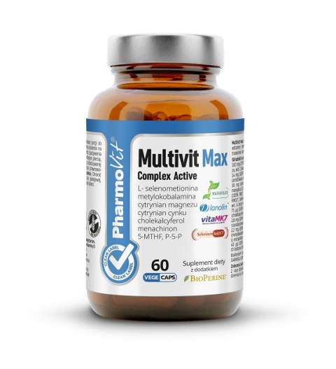 MULTIWITAMINA (MULTIVIT MAX COMPLEX ACTIVE) BEZGLUTENOWE 60 KAPSUŁEK - PHARMOVIT (CLEAN LABEL) MULTIWITAMINA (MULTIVIT MAX COMPLEX ACTIVE) BEZGLUTENOWE 60 KAPSUŁEK - PHARMOVIT (CLEAN LABEL)