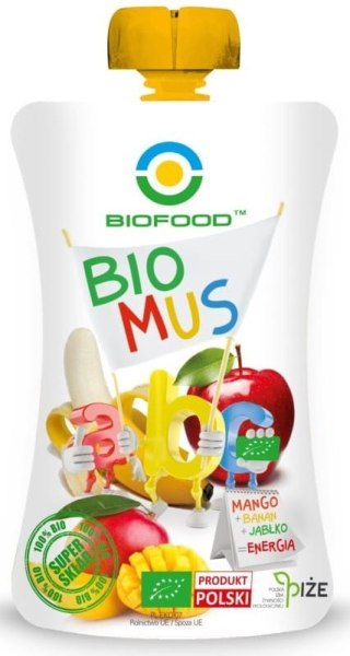 MUS MANGO - BANAN - JABŁKO BEZGLUTENOWY BIO 120 g - BIOFOOD