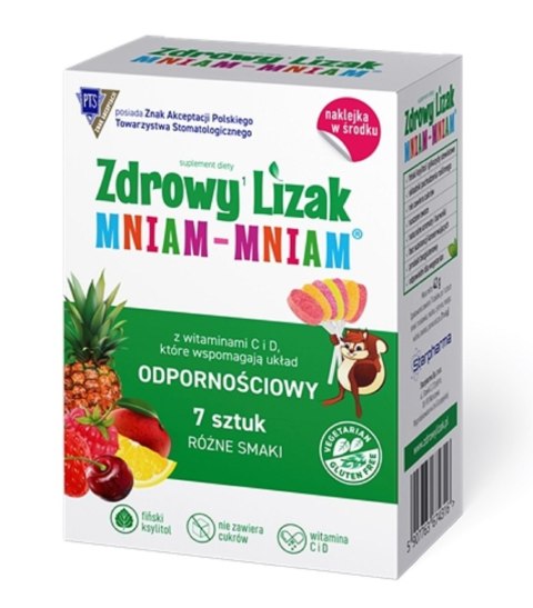 LIZAKI MIX SMAKÓW NA ODPORNOŚĆ BEZ CUKRU BEZGLUTENOWY (7 szt.) 42 g - MNIAM MNIAM STARPHARMA LIZAKI MIX SMAKÓW NA ODPORNOŚĆ BEZ CUKRU BEZGLUTENOWY (7 szt.) 42 g - MNIAM MNIAM STARPHARMA