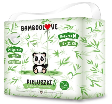 PIELUCHY Z WŁÓKNEM BAMBUSOWYM ROZMIAR M 6 - 11 kg (24 szt.) - BAMBOOLOVE PIELUCHY Z WŁÓKNEM BAMBUSOWYM ROZMIAR M 6 - 11 kg (24 szt.) - BAMBOOLOVE