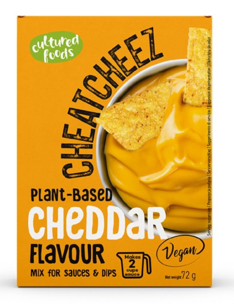 MIESZANKA NA WEGAŃSKI SOS LUB DIP O SMAKU SERA CHEDDAR BEZGLUTENOWY 72 g - CULTURED FOODS MIESZANKA NA WEGAŃSKI SOS LUB DIP O SMAKU SERA CHEDDAR BEZGLUTENOWY 72 g - CULTURED FOODS