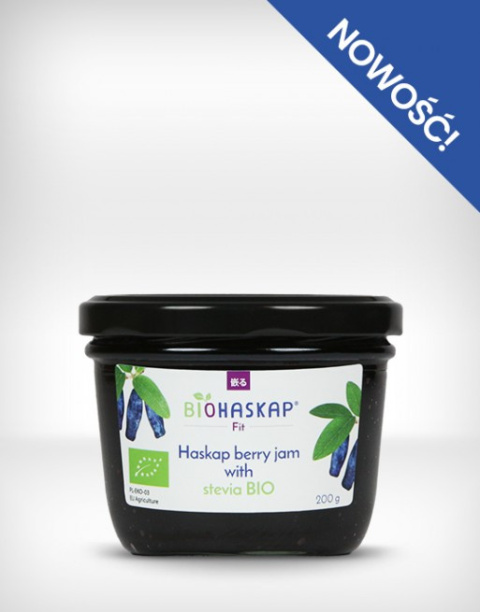 Dżem z jagody kamczackiej z BIO stewią, BIOHASKAP FIT, 200g, bez dodatku cukru czy soku jabłkowego Dżem z jagody kamczackiej z BIO stewią, BIOHASKAP FIT, 200g, bez dodatku cukru czy soku jabłkowego