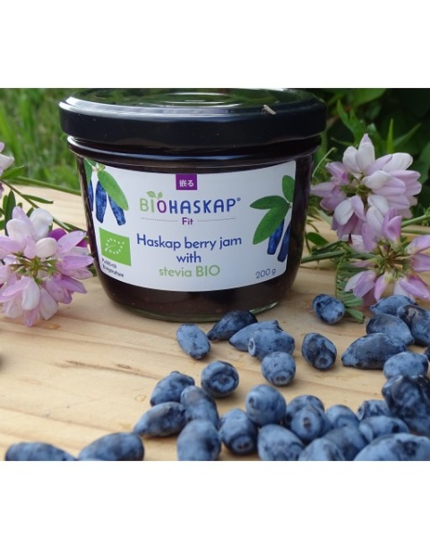 Dżem z jagody kamczackiej z BIO stewią, BIOHASKAP FIT, 200g, bez dodatku cukru czy soku jabłkowego Dżem z jagody kamczackiej z BIO stewią, BIOHASKAP FIT, 200g, bez dodatku cukru czy soku jabłkowego