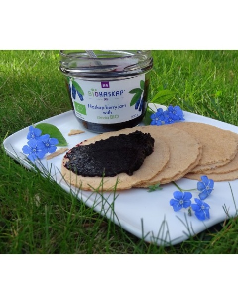 Dżem z jagody kamczackiej z BIO stewią, BIOHASKAP FIT, 200g, bez dodatku cukru czy soku jabłkowego Dżem z jagody kamczackiej z BIO stewią, BIOHASKAP FIT, 200g, bez dodatku cukru czy soku jabłkowego