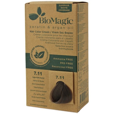 FARBA DO WŁOSÓW INTENSYWNY POPIELATY BLOND (7.11) 250 g - BIOMAGIC FARBA DO WŁOSÓW INTENSYWNY POPIELATY BLOND (7.11) 250 g - BIOMAGIC
