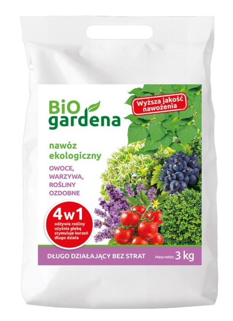 NAWÓZ DO OWOCÓW, WARZYW, ROŚLIN OZDOBNYCH 4w1 ECO 3 kg - BIOGARDENA NAWÓZ DO OWOCÓW, WARZYW, ROŚLIN OZDOBNYCH 4w1 ECO 3 kg - BIOGARDENA