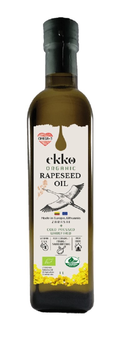 OLEJ RZEPAKOWY TŁOCZONY NA ZIMNO OMEGA-3 BIO 1 L - EKKO OLEJ RZEPAKOWY TŁOCZONY NA ZIMNO OMEGA-3 BIO 1 L - EKKO