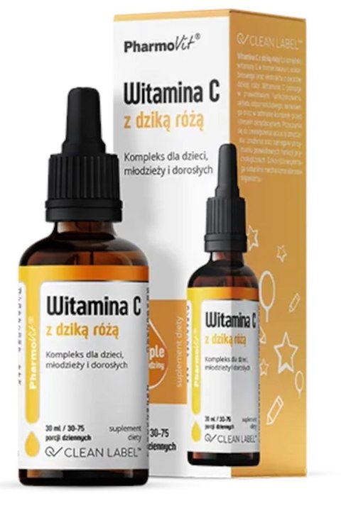 WITAMINA C Z DZIKĄ RÓŻĄ BEZGLUTENOWA W KROPLACH 30 ml - PHARMOVIT WITAMINA C Z DZIKĄ RÓŻĄ BEZGLUTENOWA W KROPLACH 30 ml - PHARMOVIT