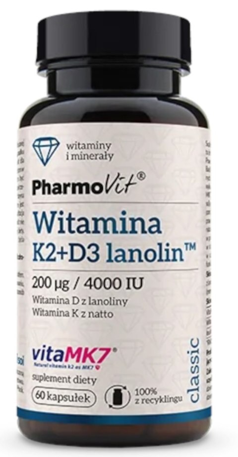 WITAMINA K2 + D3 BEZGLUTENOWA 60 KAPSUŁEK - PHARMOVIT (CLASSIC) WITAMINA K2 + D3 BEZGLUTENOWA 60 KAPSUŁEK - PHARMOVIT (CLASSIC)
