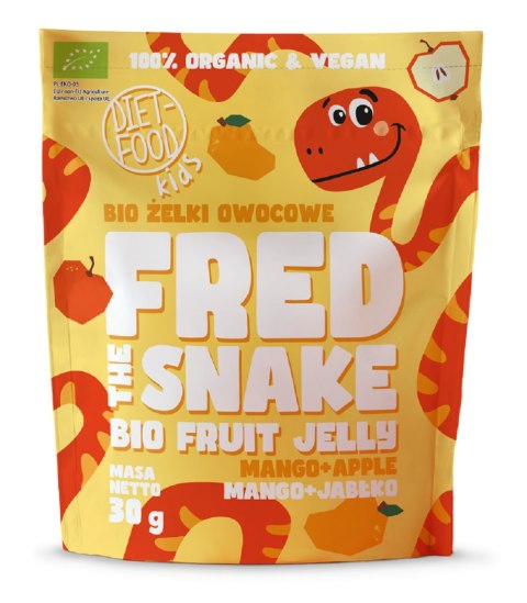 ŻELKI MANGO - JABŁKO BEZ ŻELATYNY BIO 30 g - DIET-FOOD (FRED THE SNAKE) ŻELKI MANGO - JABŁKO BEZ ŻELATYNY BIO 30 g - DIET-FOOD (FRED THE SNAKE)