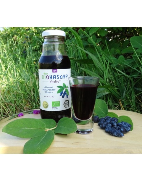 Sok BIO certyfikowany z jagody kamczackiej BIOHASKAP Vitality +. Źródło potasu. Best New Product BIOFACH 2019 Sok BIO certyfikowany z jagody kamczackiej BIOHASKAP Vitality +. Źródło potasu. Best New Product BIOFACH 2019