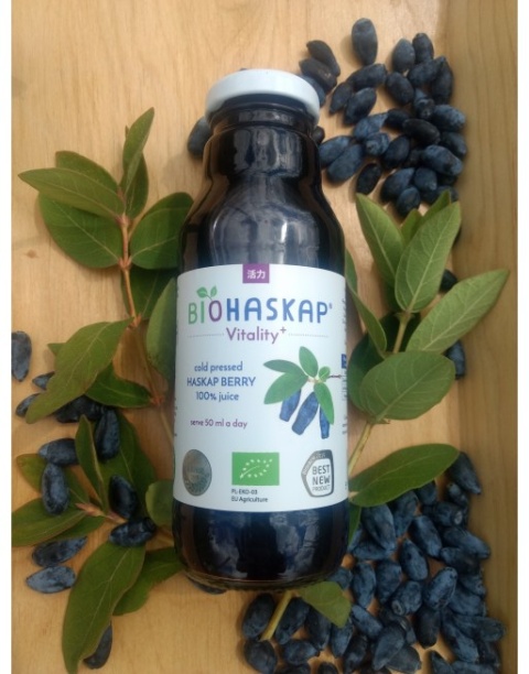Sok BIO certyfikowany z jagody kamczackiej BIOHASKAP Vitality +. Źródło potasu. Best New Product BIOFACH 2019 Sok BIO certyfikowany z jagody kamczackiej BIOHASKAP Vitality +. Źródło potasu. Best New Product BIOFACH 2019