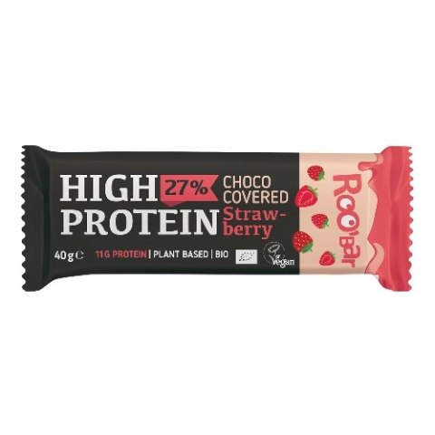 BATON PROTEINOWY TRUSKAWKOWY W POLEWIE RÓŻOWEJ BEZGLUTENOWY BIO 40 g - ROOBAR BATON PROTEINOWY TRUSKAWKOWY W POLEWIE RÓŻOWEJ BEZGLUTENOWY BIO 40 g - ROOBAR