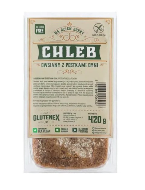 CHLEB OWSIANY Z PESTKAMI DYNI BEZGLUTENOWY 420 g - GLUTENEX CHLEB OWSIANY Z PESTKAMI DYNI BEZGLUTENOWY 420 g - GLUTENEX