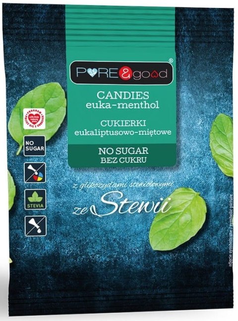 Cukierki eukaliptus, mięta ze stewią 50g Pure&Good Cukierki eukaliptus, mięta ze stewią 50g Pure&Good