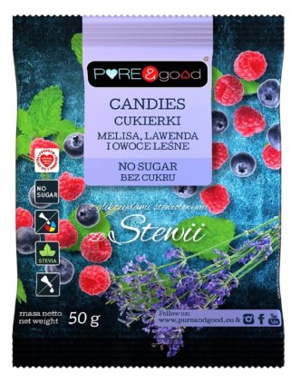 Cukierki melisa, lawenda, owoce leśne 50g, Pure&G