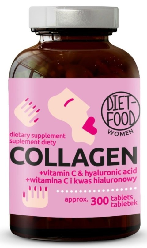 KOLAGEN Z KWASEM HIALURONOWYM I WITAMINĄ C 300 TABLETEK - DIET-FOOD KOLAGEN Z KWASEM HIALURONOWYM I WITAMINĄ C 300 TABLETEK - DIET-FOOD