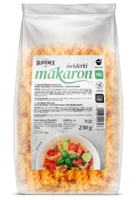 MAKARON ŚWIDERKI NISKOBIAŁKOWY BEZGLUTENOWY 250 g - GLUTENEX MAKARON ŚWIDERKI NISKOBIAŁKOWY BEZGLUTENOWY 250 g - GLUTENEX