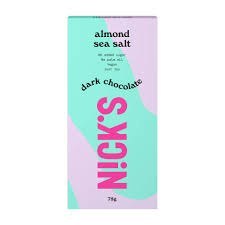 N!CK'S Nicks dark chocolate almond sea salt, 75g N!CK'S Nicks dark chocolate almond sea salt, 75g