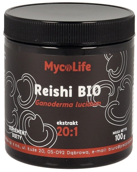 GRZYBY REISHI EKSTRAKT BEZGLUTENOWY BIO 100 g - PIĘĆ PRZEMIAN (MYCOLIFE)