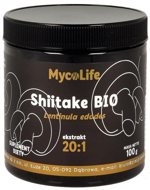 GRZYBY SHIITAKE EKSTRAKT BEZGLUTENOWY BIO 100 g - PIĘĆ PRZEMIAN (MYCOLIFE)
