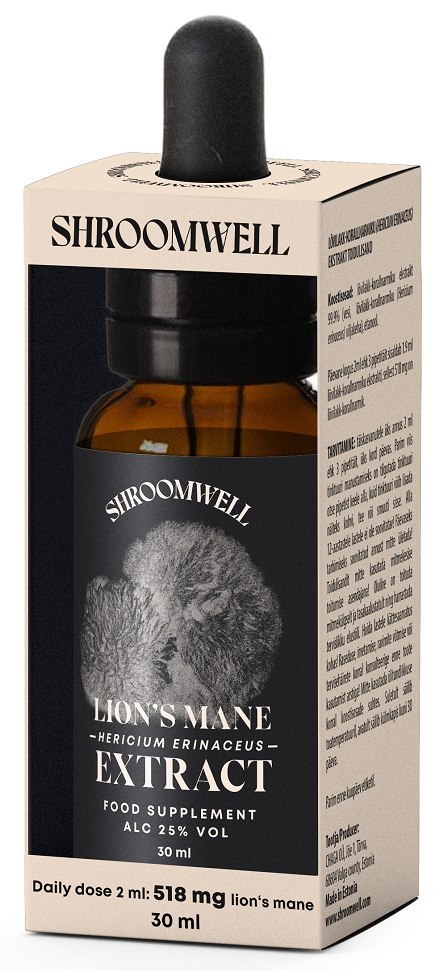 GRZYBY SOPLÓWKA JEŻOWATA (LION'S MANE) EKSTRAKT W KROPLACH 30 ml - SHROOMWELL