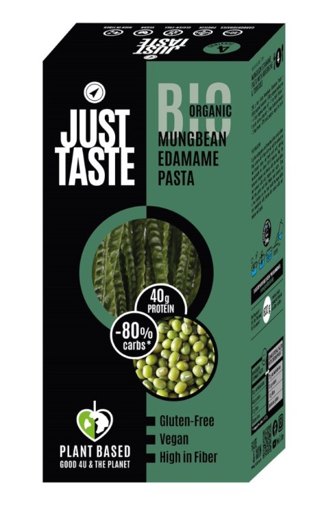 MAKARON PROTEINOWY (Z SOI EDAMAME I FASOLI MUNG) SPAGHETTI BEZGLUTENOWY BIO 250 g - JUST TASTE
