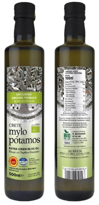 OLIWA Z OLIWEK EXTRA VIRGIN NIEFILTROWANA PDO KRETA BIO 500 ml - MYLOPOTAMOS
