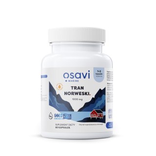 TRAN NORWESKI OMEGA-3 (220 mg) O SMAKU CYTRYNOWYM BEZGLUTENOWY 60 KAPSUŁEK - OSAVI