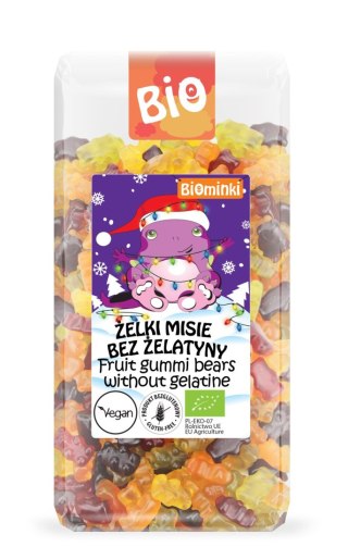 ŻELKI MISIE BEZ ŻELATYNY BEZGLUTENOWE BIO 500 g - BIOMINKI (EDYCJA ŚWIĄTECZNA)(PRODUKT SEZONOWY)